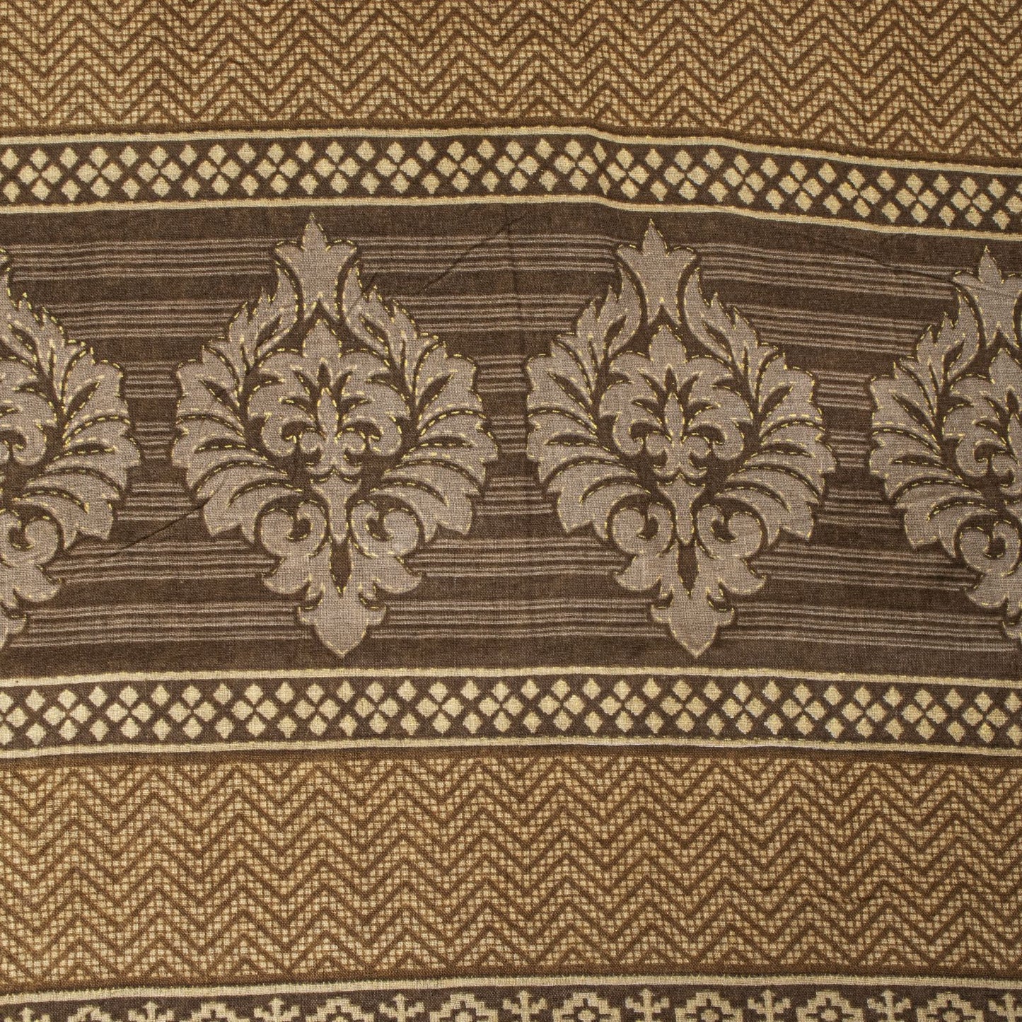 Sanskriti Vintage Saree Brown Soft Pure Cotton Ajrakh Inspired Print Sari 5+YD