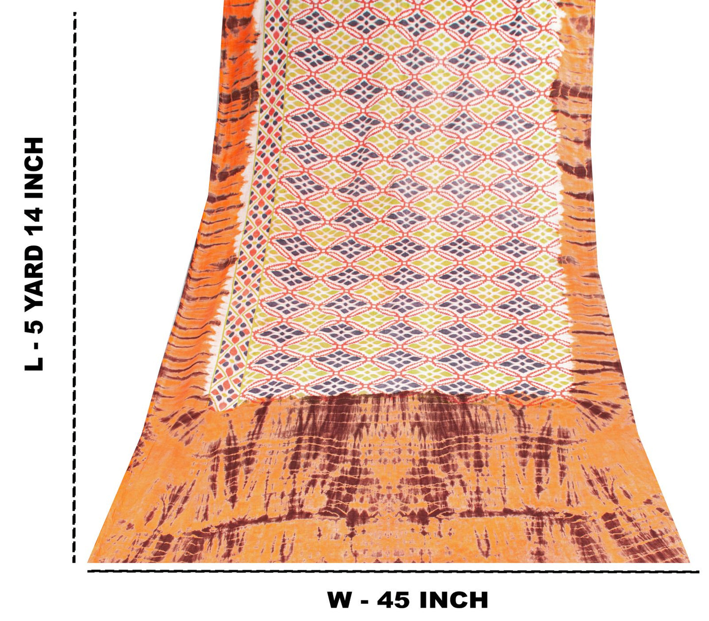 Sanskriti Vintage Saree White Soft 100% Pure Cotton Tie-Dye-Ikat Print Sari 5+YD