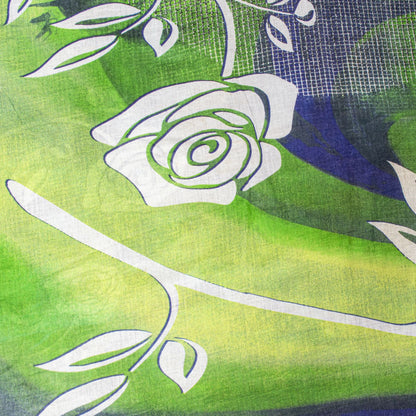 Sanskriti Vintage Saree Blue Soft Pure Cotton Floral Print Sari 5+YD Craftfabric