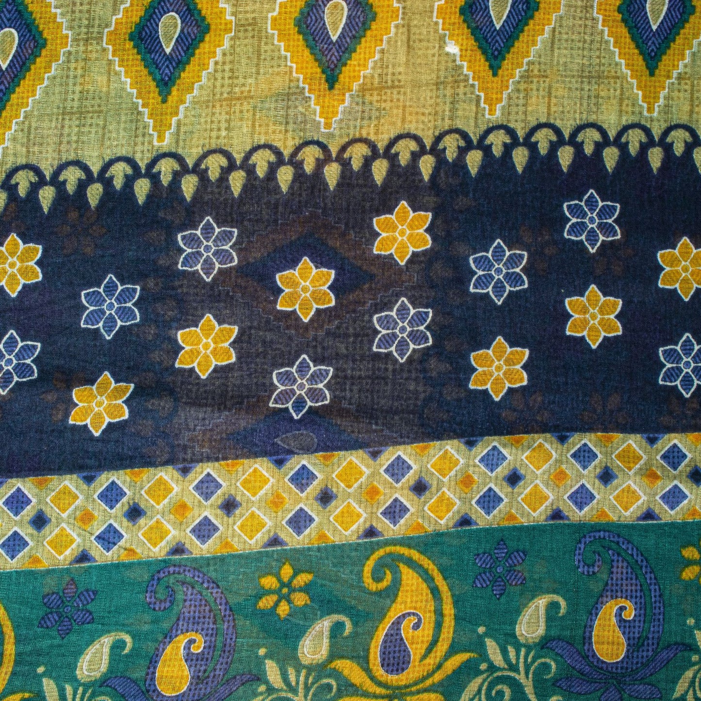 Sanskriti Vintage Saree Green Soft 100%Pure Cotton Floral Print Sari 5+YD Fabric