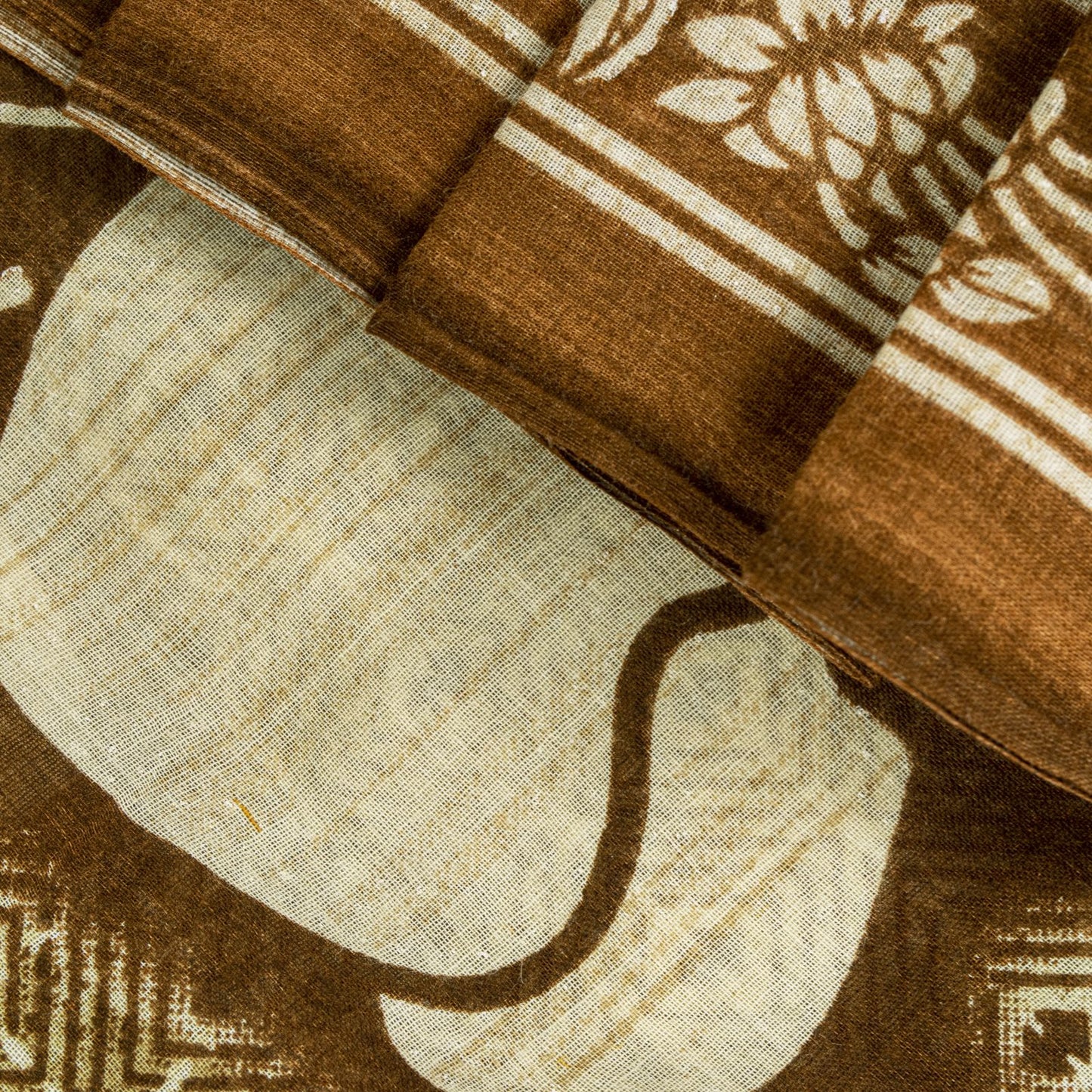 Sanskriti Vintage Saree Brown Soft 100%Pure Cotton Floral Print Sari 5+YD Fabric