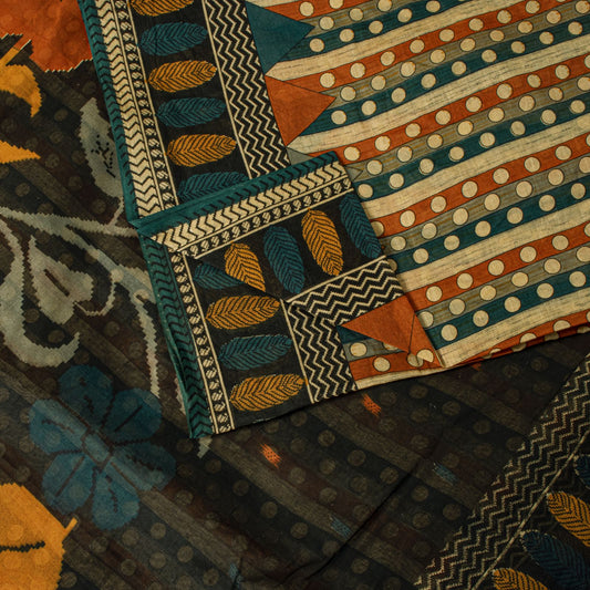 Sanskriti Vintage Saree Multicolor Pure Cotton Geometric Print Sari 5.5YD Craft