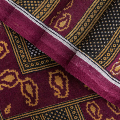 Sanskriti Vintage Dark Red Soft Pure Cotton Saree Leaf Printed Sari 5+YD Fabric