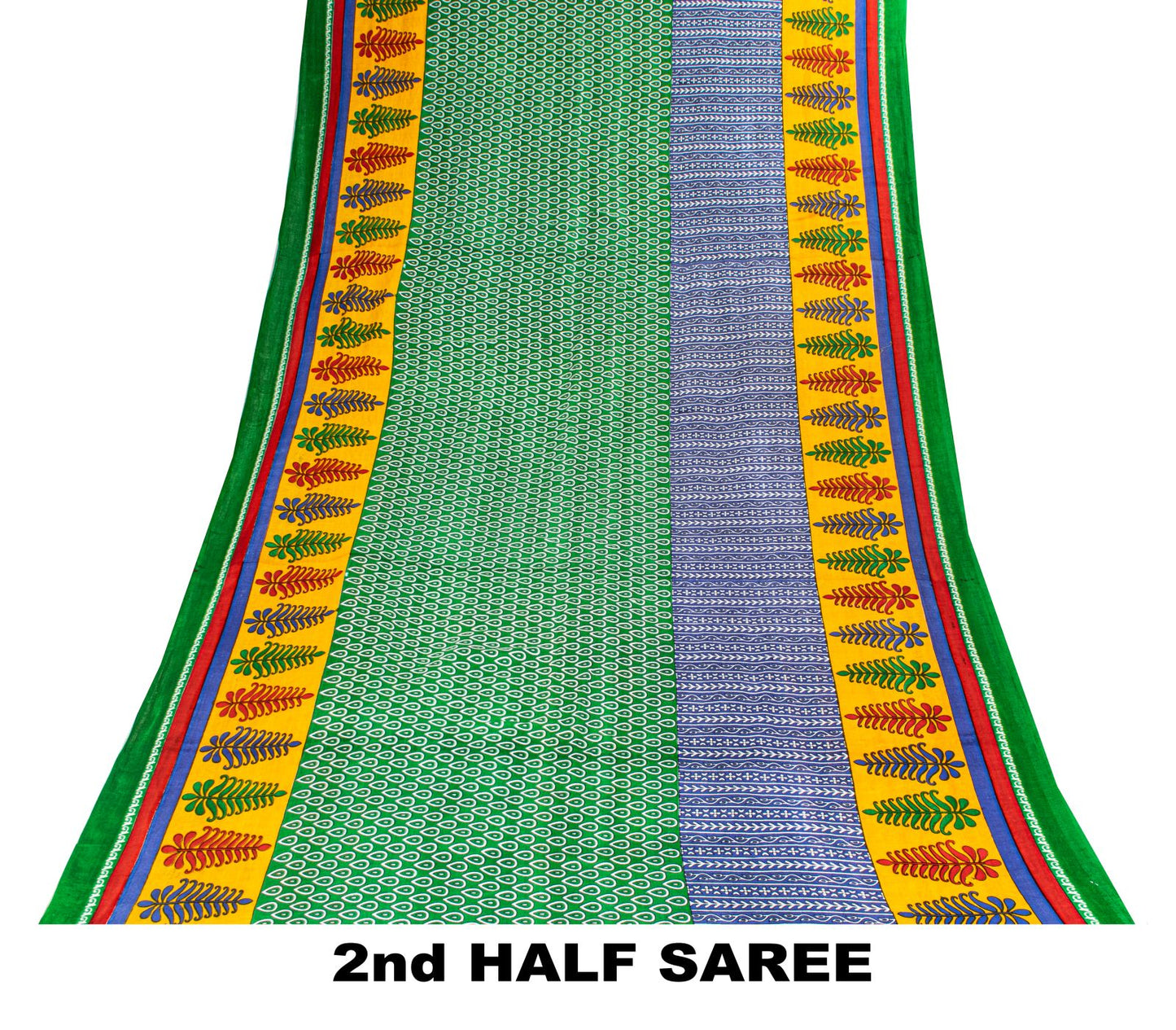Sanskriti Vintage Saree Green Soft Pure Cotton Floral Printed Sari 5+YD Fabric