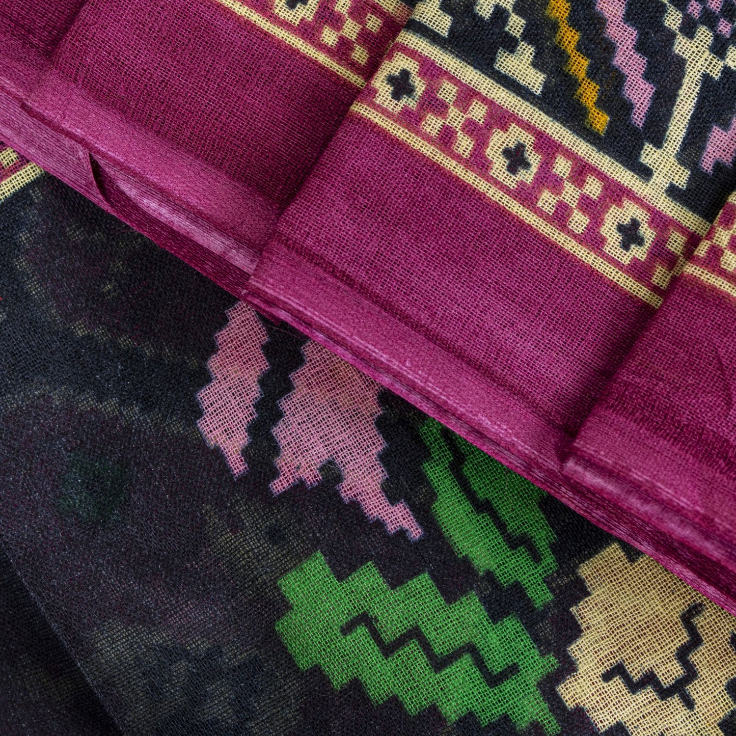 Sanskriti Vintage Saree Pink Pure Cotton Patan Patola Printed Gujrat Sari 5.5YD