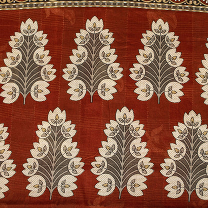 Sanskriti Vintage Gray-Brown Pure Cotton Saree Printed Sari 5+YD Craft Fabric