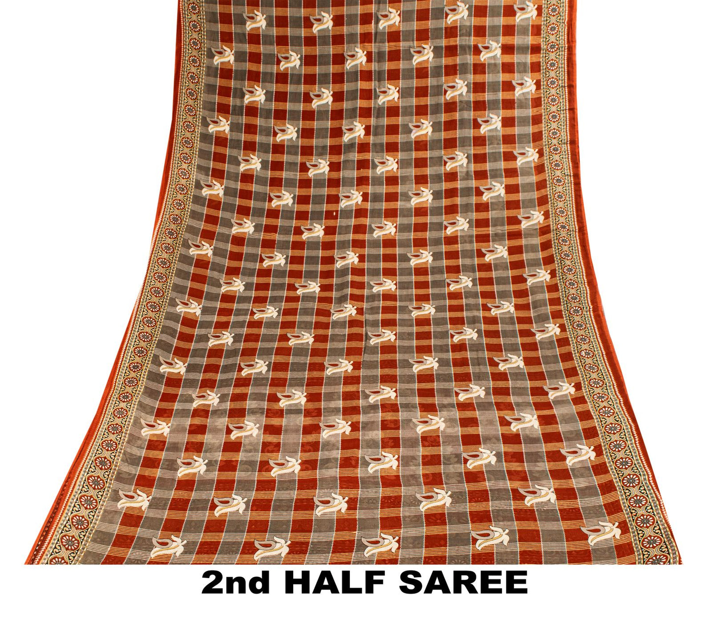 Sanskriti Vintage Gray-Brown Pure Cotton Saree Printed Sari 5+YD Craft Fabric