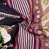 Sanskriti Vintage Beige-Purple Pure Cotton Saree Leaf Print Sari 5.5YD Fabric