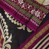 Sanskriti Vintage Beige-Purple Pure Cotton Saree Leaf Print Sari 5.5YD Fabric