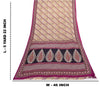 Sanskriti Vintage Beige-Purple Pure Cotton Saree Leaf Print Sari 5.5YD Fabric