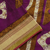 Sanskriti Vintage Purple Pure Cotton Saree Geometric Batik Print Sari 5.5Y Craft