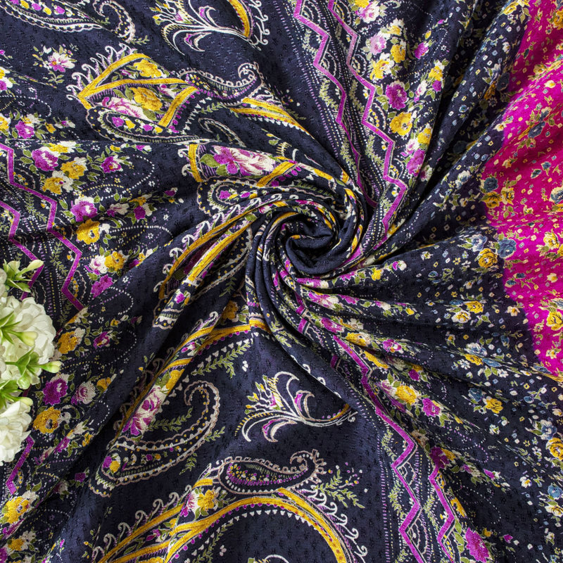 Sanskriti Vintage Pink Pure Cotton Woven Saree Floral Paisley Print Sari 5.5YD