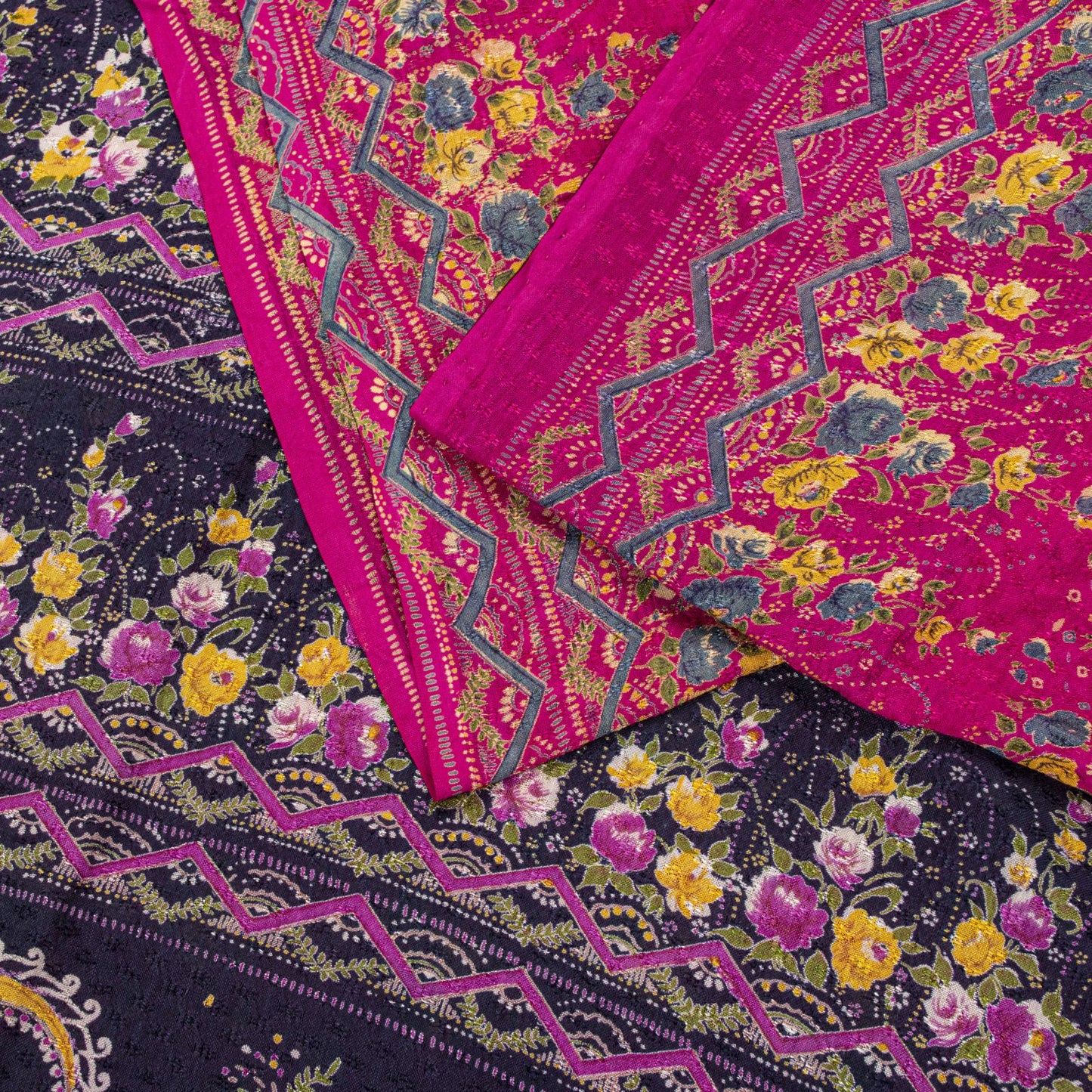 Sanskriti Vintage Pink Pure Cotton Woven Saree Floral Paisley Print Sari 5.5YD