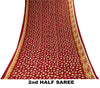 Sanskriti Vintage Red Pure Cotton Saree Floral Digital Printed Sari 5.5YD Craft