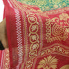 Sanskriti Vintage Saree Red-Green Pure Cotton Floral Rotary Printed Sari 5.5 Yd