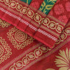 Sanskriti Vintage Saree Red-Green Pure Cotton Floral Rotary Printed Sari 5.5 Yd