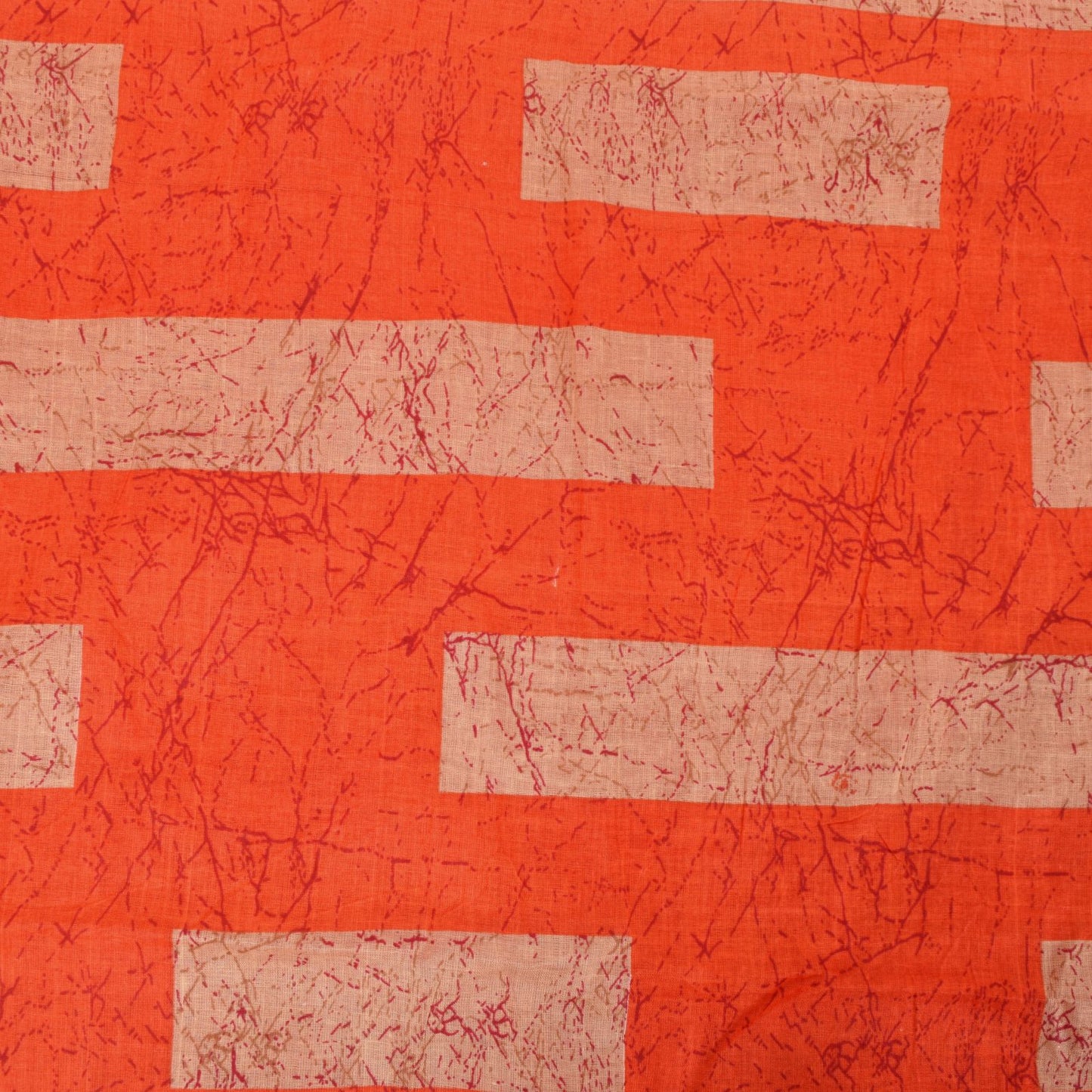 Sanskriti Vintage Cream Pure Cotton Saree Paisley AbstractBatik Print Sari 5+YD