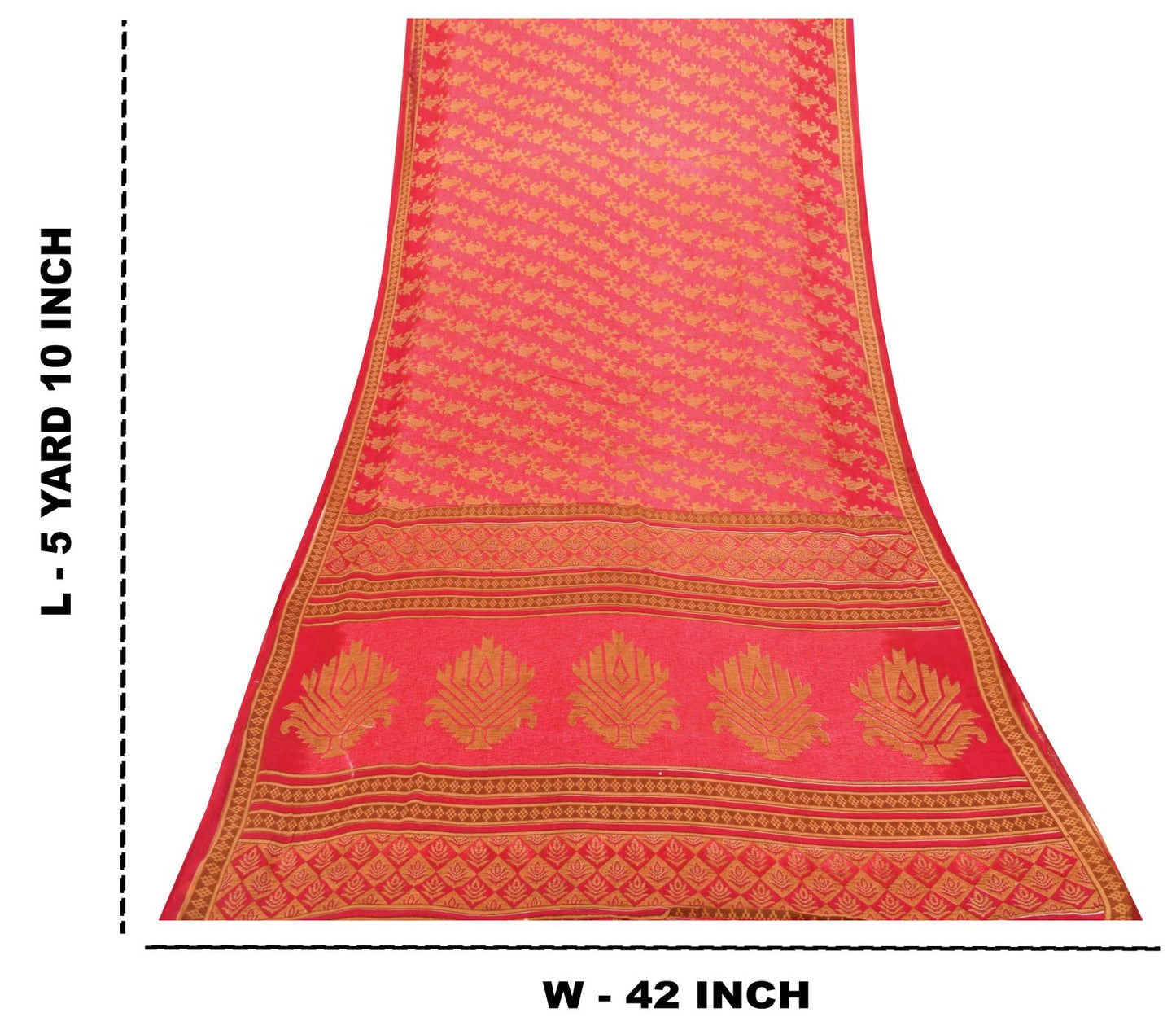 Sanskriti Vintage Pink Pure Cotton Saree Kantha Paisley GeometricPrint Sari 5+YD