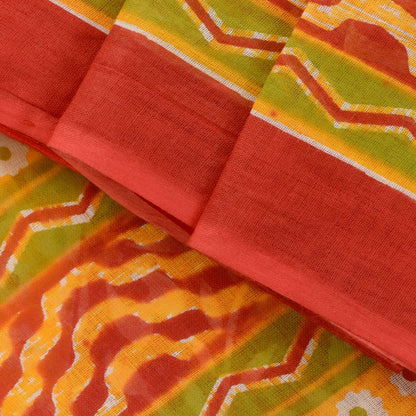 Sanskriti Vintage Yellow Pure Cotton Saree Floral Print Sari 5.5YD Craft Fabric