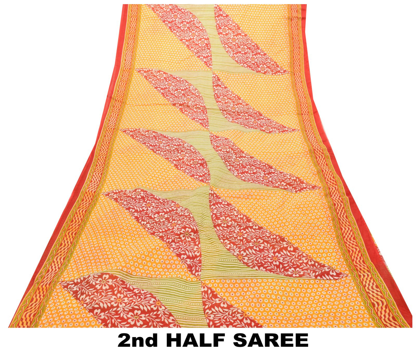 Sanskriti Vintage Yellow Pure Cotton Saree Floral Print Sari 5.5YD Craft Fabric