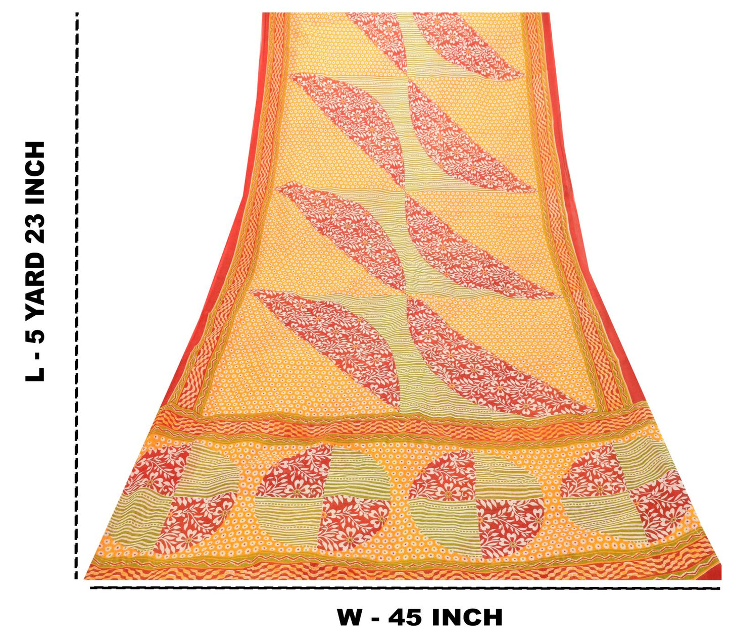 Sanskriti Vintage Yellow Pure Cotton Saree Floral Print Sari 5.5YD Craft Fabric