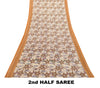 Sanskriti Vintage White 100% Pure Cotton Saree Floral Printed Sari 5+YD Craft