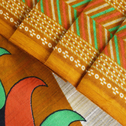 Sanskriti Vintage White 100% Pure Cotton Saree Floral Printed Sari 5+YD Craft