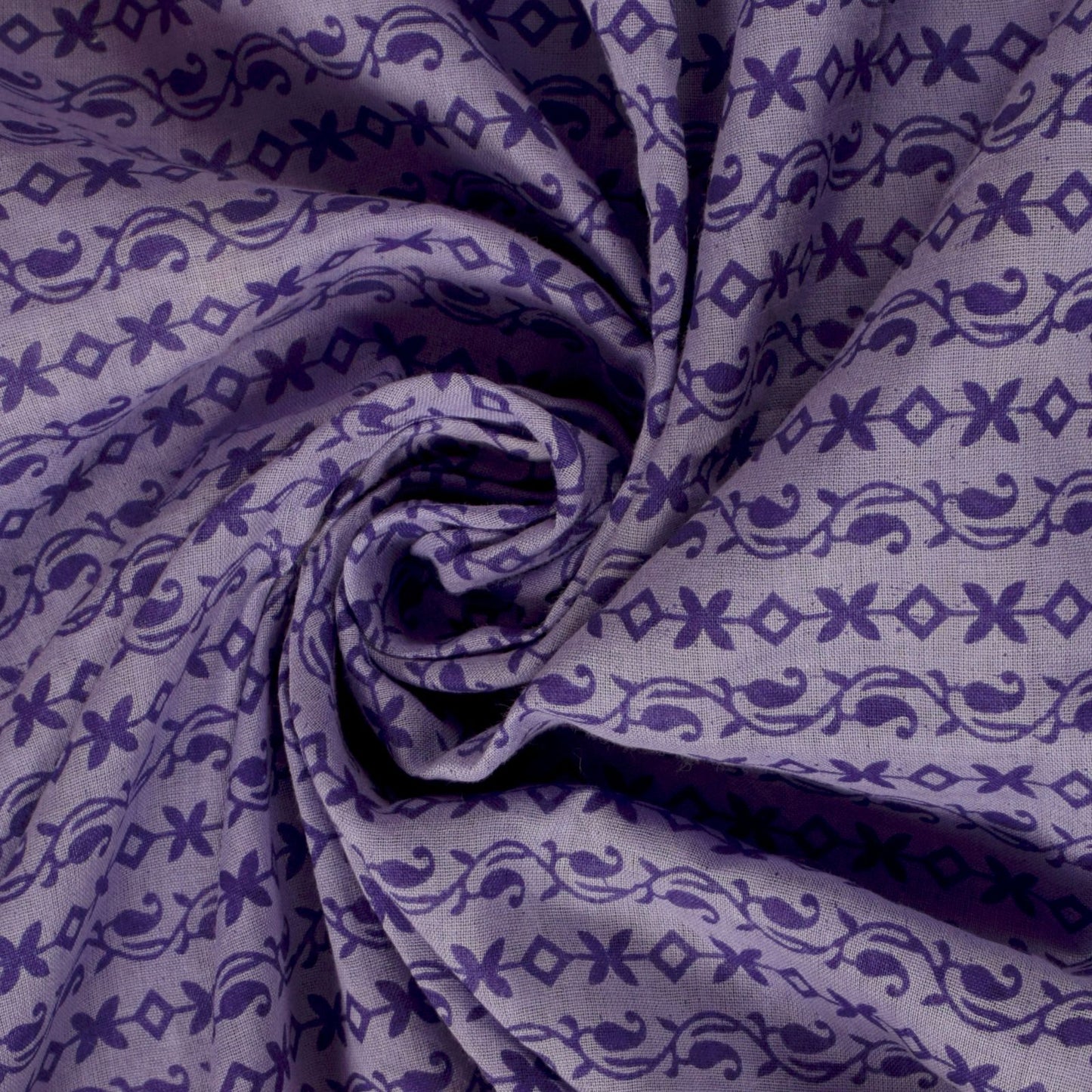 Sanskriti Vintage Purple Pure Cotton Saree Geometric Paisley Print Sari 5+Yard