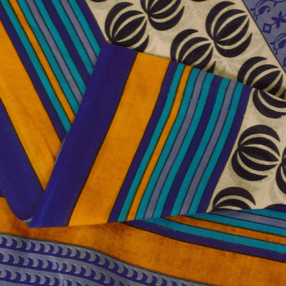 Sanskriti Vintage Purple Pure Cotton Saree Geometric Paisley Print Sari 5+Yard