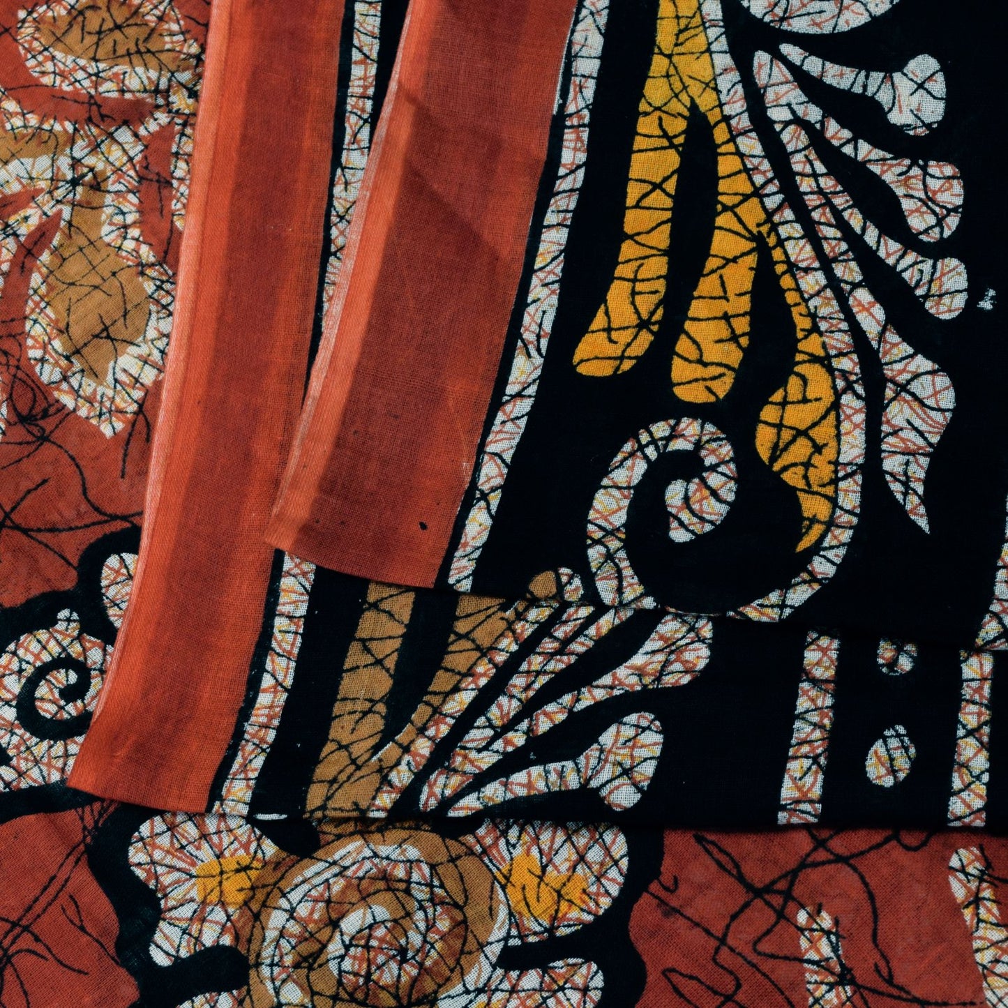 Sanskriti Vintage Brown Pure Cotton Saree Floral Batik Printed Sari 5+YD Craft