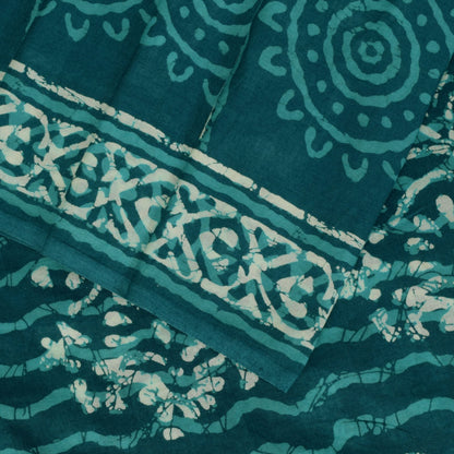 Sanskriti Vintage Blue 100% Pure Cotton Saree Batik Work Sari 5+ YD Craft Fabric