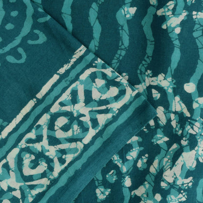 Sanskriti Vintage Blue 100% Pure Cotton Saree Batik Work Sari 5+ YD Craft Fabric