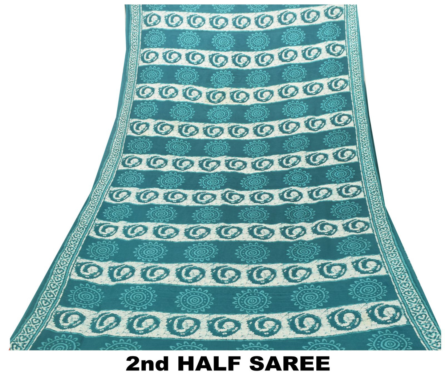 Sanskriti Vintage Blue 100% Pure Cotton Saree Batik Work Sari 5+ YD Craft Fabric