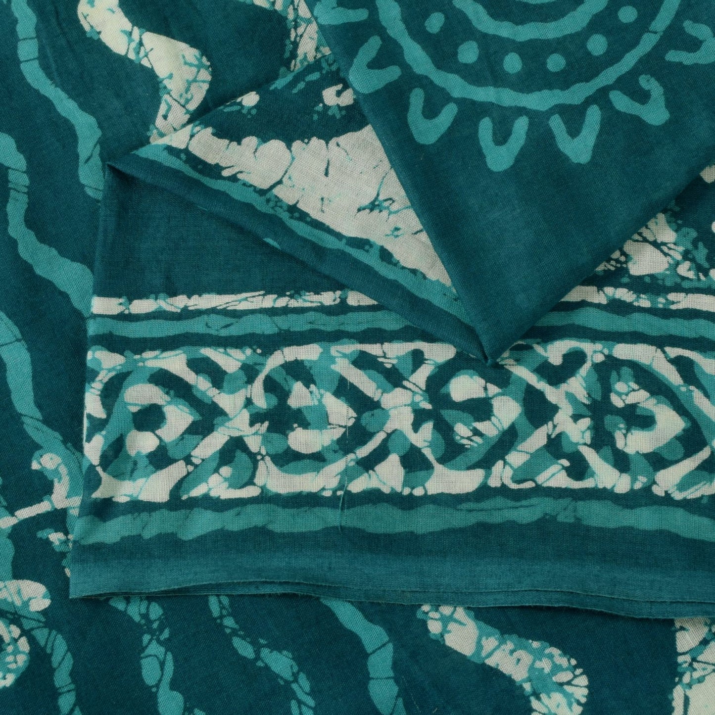 Sanskriti Vintage Blue 100% Pure Cotton Saree Batik Work Sari 5+ YD Craft Fabric