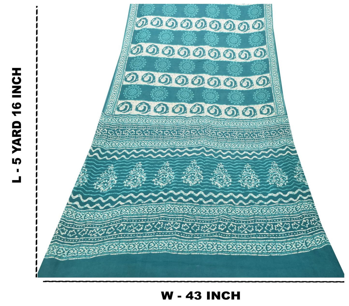 Sanskriti Vintage Blue 100% Pure Cotton Saree Batik Work Sari 5+ YD Craft Fabric