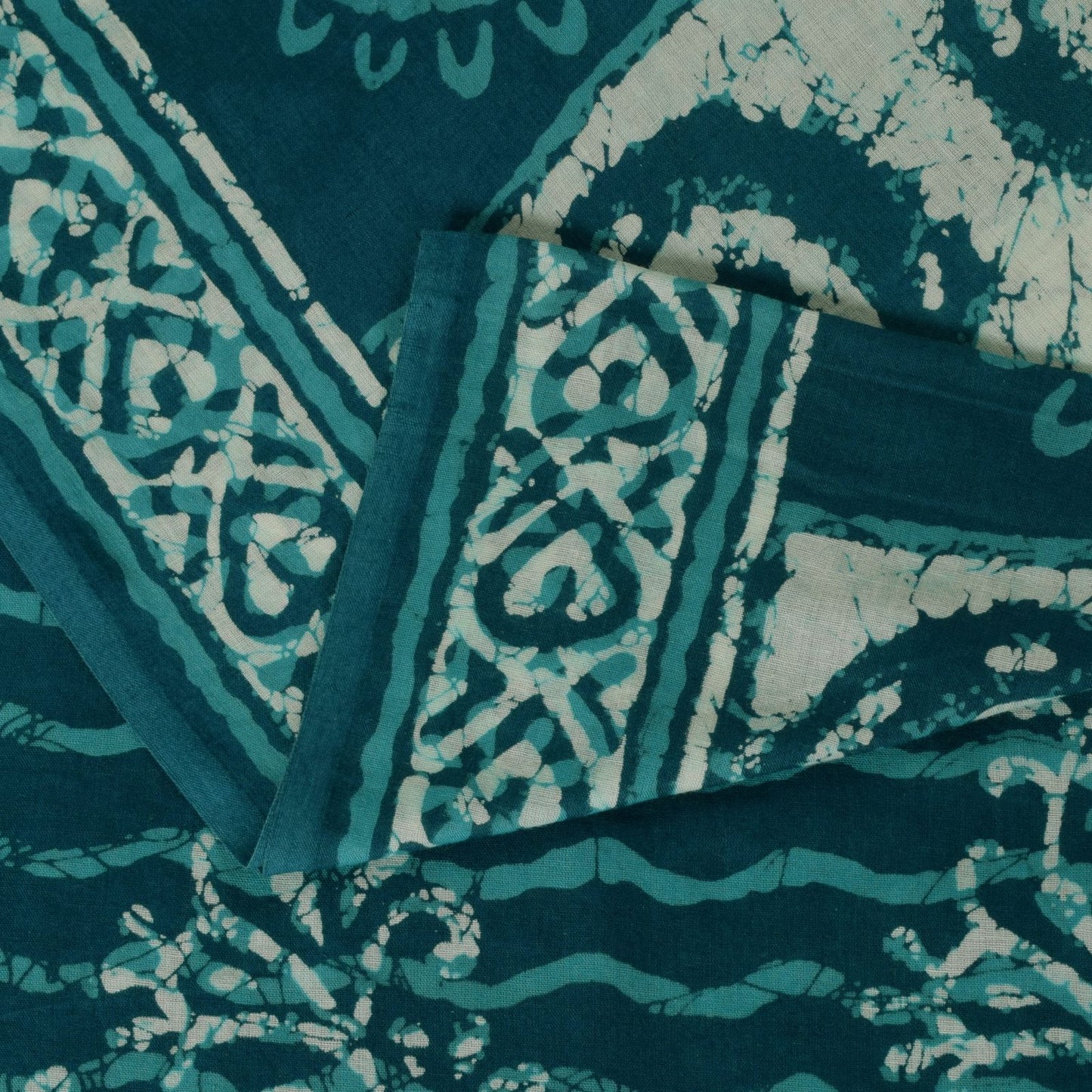 Sanskriti Vintage Blue 100% Pure Cotton Saree Batik Work Sari 5+ YD Craft Fabric