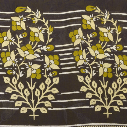 Sanskriti Vintage Lemon Green Pure Cotton Saree Floral Digital Print Sari 5.5YD