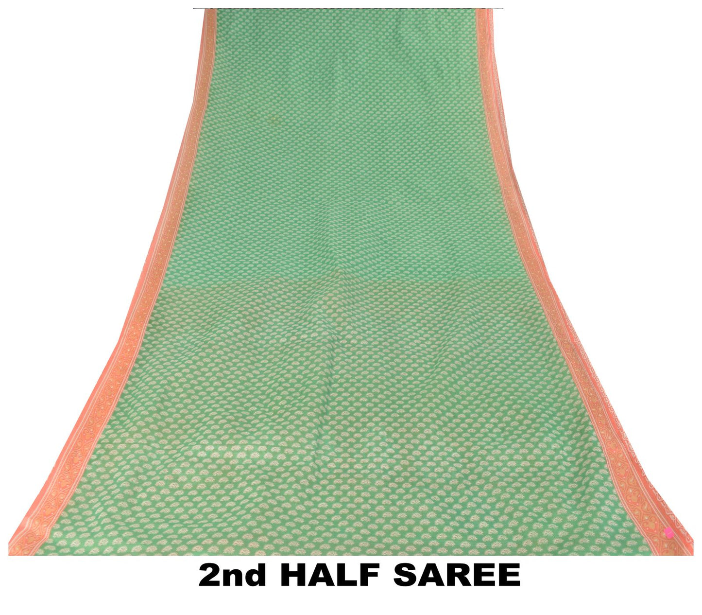 Sanskriti Vintage Green Pure Cotton Saree Paisley Block Printed Sari 5+YD Craft