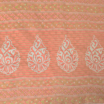 Sanskriti Vintage Green Pure Cotton Saree Paisley Block Printed Sari 5+YD Craft