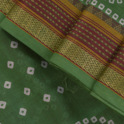 Sanskriti Vintage Purple Soft 100% Pure Cotton Saree Bandhani Printed Sari 5.5YD