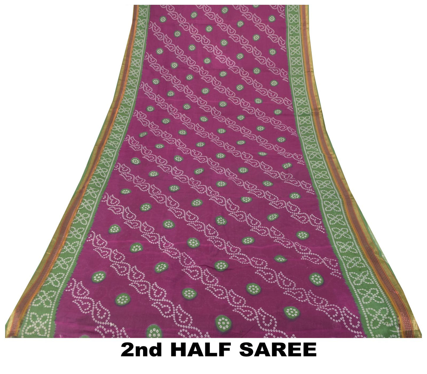 Sanskriti Vintage Purple Soft 100% Pure Cotton Saree Bandhani Printed Sari 5.5YD