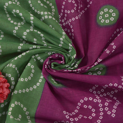 Sanskriti Vintage Purple Soft 100% Pure Cotton Saree Bandhani Printed Sari 5.5YD