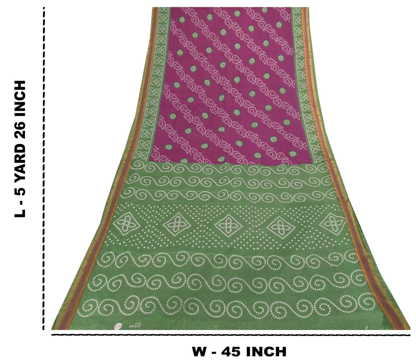 Sanskriti Vintage Purple Soft 100% Pure Cotton Saree Bandhani Printed Sari 5.5YD