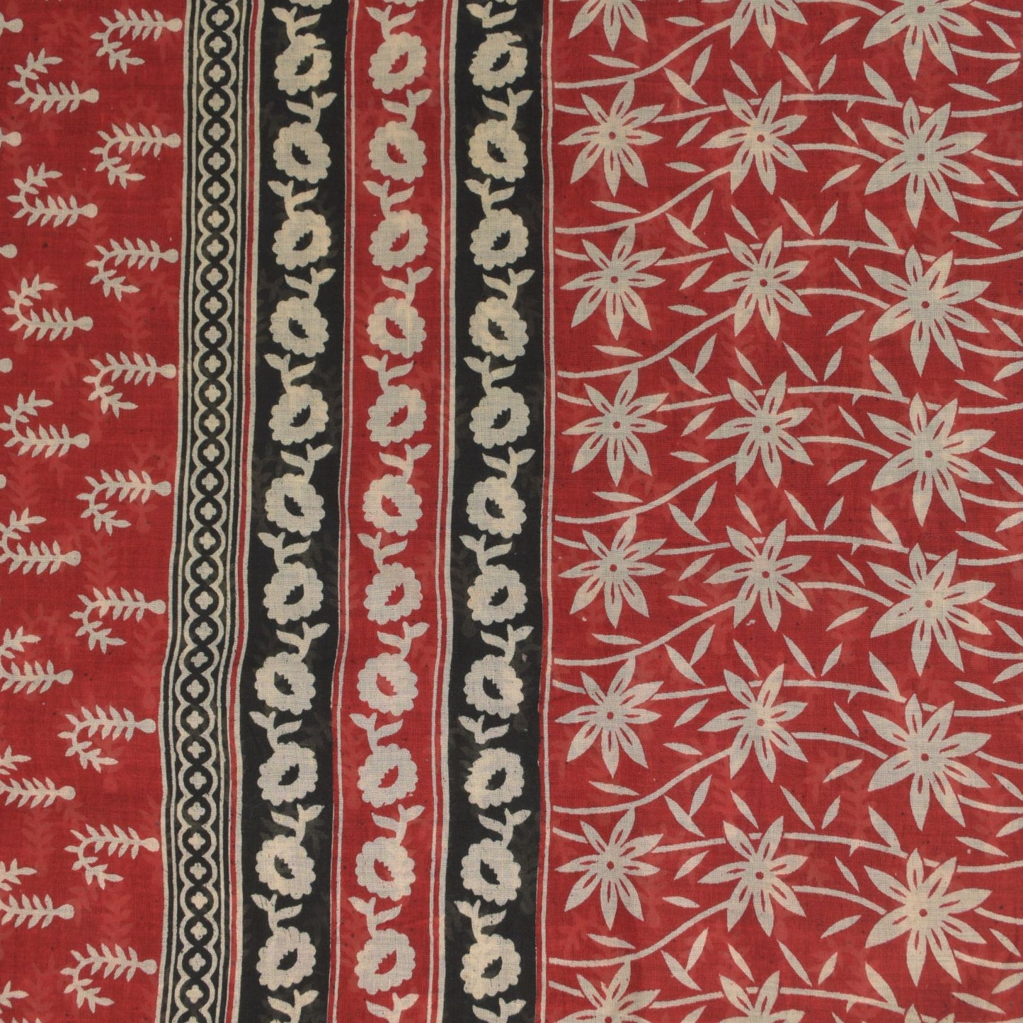 Sanskriti Vintage Black Soft 100%Pure Cotton Saree Leaf Block Printed Sari 5.5YD