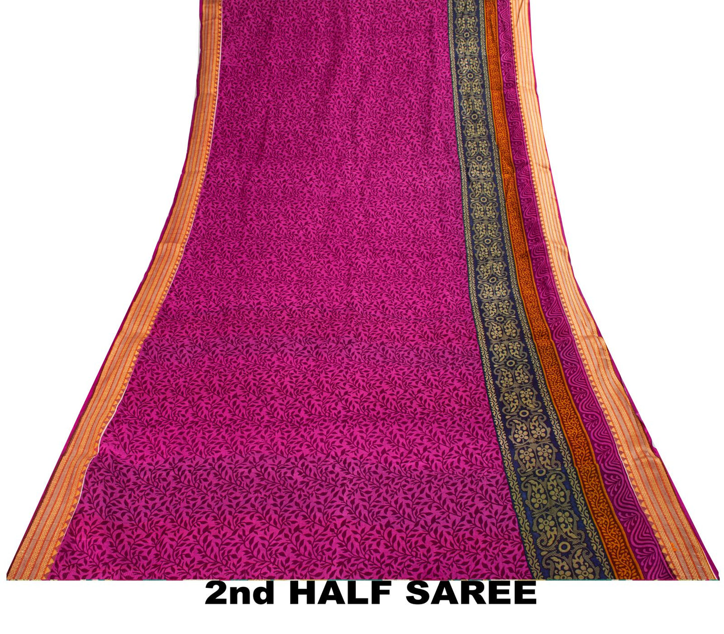 Sanskriti Vintage Purple 100% Pure Cotton Saree Floral Printed 5+Yard CraftSari