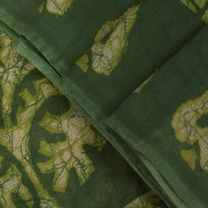Sanskriti Vintage Soft Green Pure Cotton Saree Paisley Batik Printed Sari 5.5YD