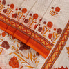 Sanskriti Vintage White-Orange Pure Cotton Saree Kantha Digital Print Sari 5.5YD