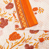 Sanskriti Vintage White-Orange Pure Cotton Saree Kantha Digital Print Sari 5.5YD