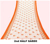 Sanskriti Vintage White-Orange Pure Cotton Saree Kantha Digital Print Sari 5.5YD