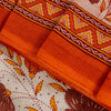 Sanskriti Vintage White-Orange Pure Cotton Saree Kantha Digital Print Sari 5.5YD